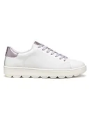 Trampki damskie - Geox Skórzane sneakersy "Spherica Ecub" w kolorze biało-fioletowym - miniaturka - grafika 1