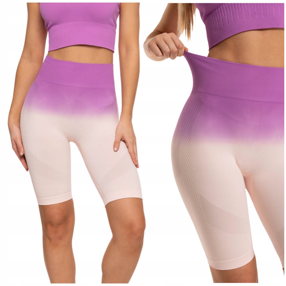 Krótkie LEGGINSY DAMSKIE Kolarki Bezszwowe Push-Up Wysoki Stan MORAJ XL