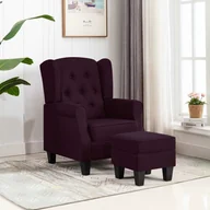 Fotele - vidaXL Fotel z podnóżkiem, fioletowy, tapicerowany tkaniną - miniaturka - grafika 1
