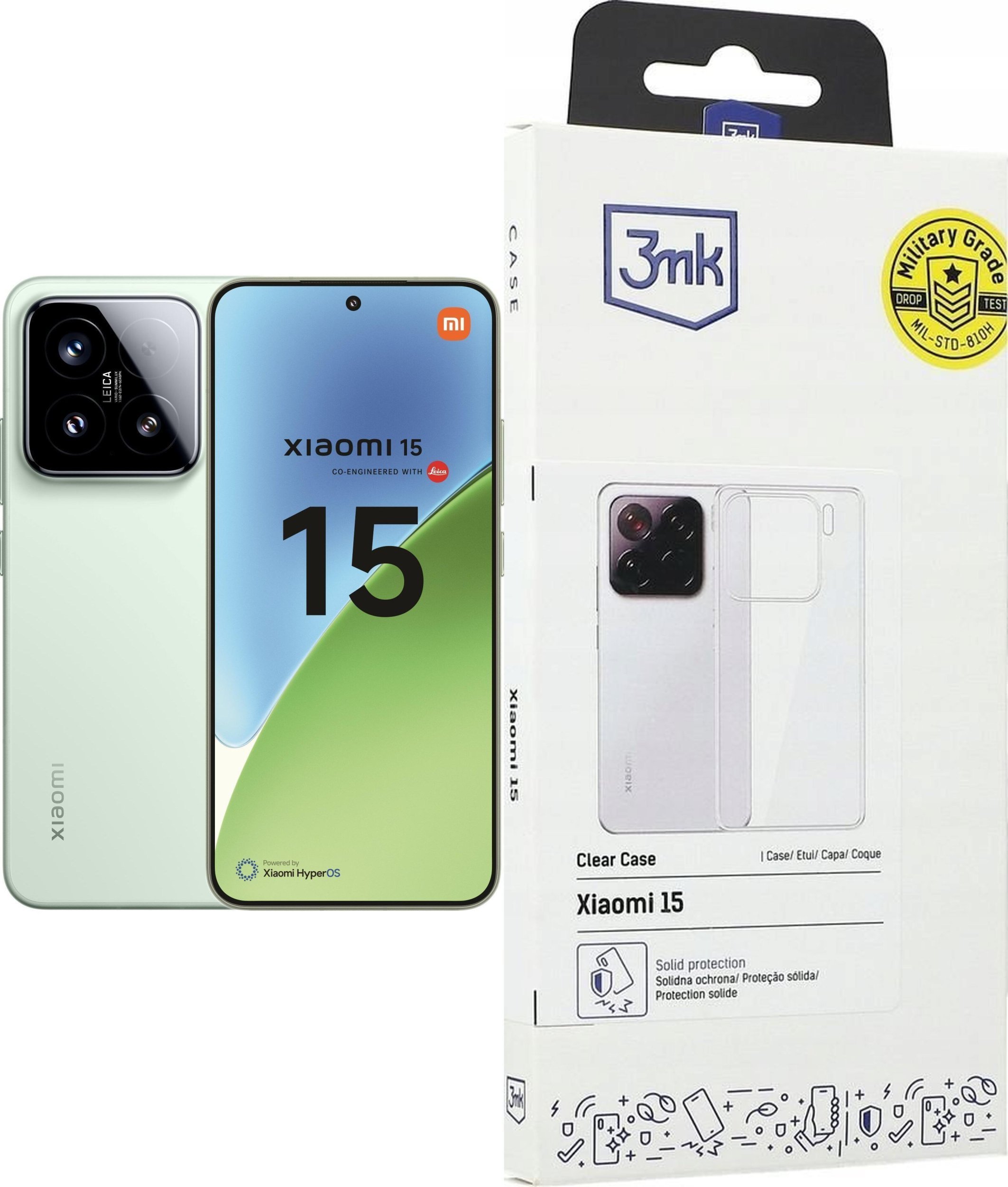 Smartfon Xiaomi Xiaomi 15 5G 12/512GB Zielony MZB0ITWEU + Etui Clear Case