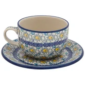 Filiżanki - FILIŻANKA do herbaty kawy 200 ml ze spodkiem - Ceramika Artystyczna Bolesławiec - miniaturka - grafika 1