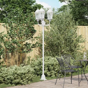 Słup świetlny 3-lampowy E27 Biały 220 cm Aluminium - Lampy ogrodowe - miniaturka - grafika 1
