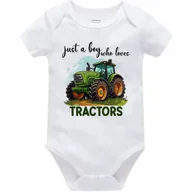 Body dla niemowląt - Body Dziecięce BOY LOVES TRACTORS Na Mikołajki Święta Gwiazdkę Białe 56cm - miniaturka - grafika 1