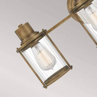 QUOIZEL Kinkiet Riggs IP44, antyczny mosiądz, 3-punktowa - Lampy ścienne - miniaturka - grafika 2