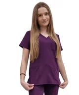 Bluzy damskie - Bluza medyczna fiolet casual premium roz. XXL - miniaturka - grafika 1