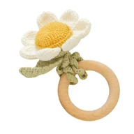 Grzechotki dla dzieci - Grzechotka Kwiatek Stokrotka, Zabawka dla Niemowlaka, Zabawka z Drewnianym Kółkiem/ Like Moses - miniaturka - grafika 1