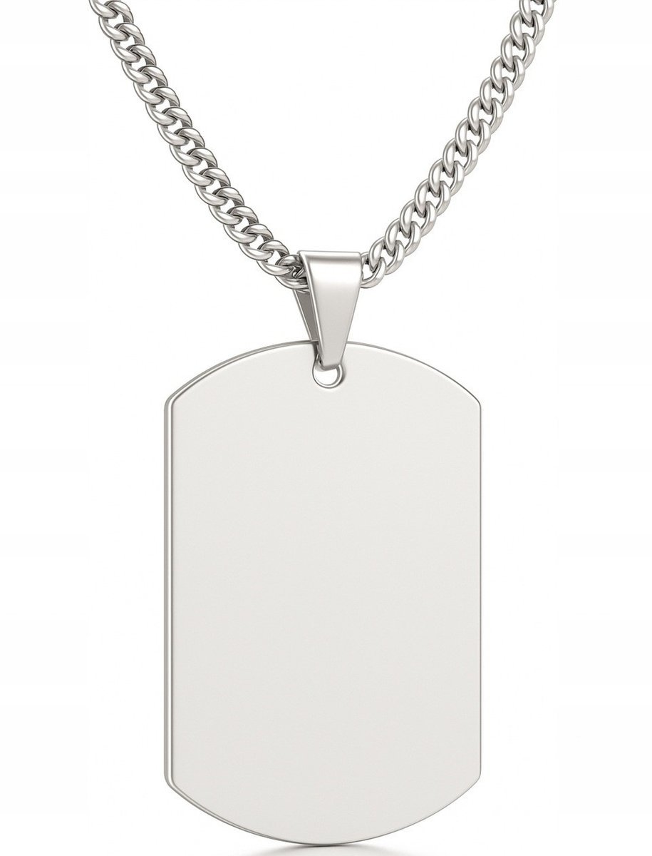 SREBRNY ŁAŃCUSZEK MĘSKI NIEŚMIERTELNIK STAL CHIRURGICZNA 316L GRAWER