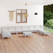 Meble ogrodowe - vidaXL 11-cz zestaw wypoczynkowy do ogrodu biały drewno sosnowe 3083430 - miniaturka - grafika 1