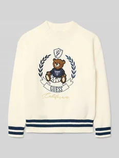 Sweter z dzianiny z wyhaftowanym logo - Swetry dla dziewczynek - miniaturka - grafika 1