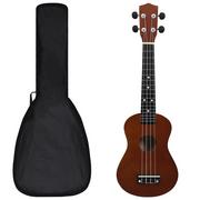 Inne instrumenty muzyczne - vidaXL Ukulele sopranowe z pokrowcem dla dzieci ciemne drewno 23 70150 - miniaturka - grafika 1