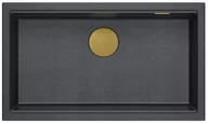Zlewozmywaki - QUADRON Zlewozmywak (76x44) DASH 110 czarny mat, elementy miedziane HQD7644U7_PVDC1_U - miniaturka - grafika 1