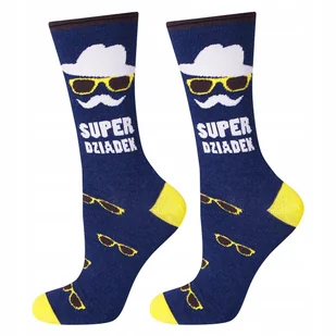 Skarpetki męskie kolorowe SOXO GOOD STUFF bawełniane z napisami na prezent dla dziadka - 40–45 - Skarpetki damskie - miniaturka - grafika 1