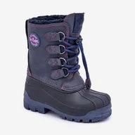Buty dla dziewczynek - Wysokie Ciepłe Śniegowce Dziecięce Ze Ściągaczem Lee Cooper LCJ-24-44-2843K Granatowe niebieskie - miniaturka - grafika 1