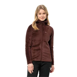 Damska kurtka polarowa Jack Wolfskin ROTWAND HOODED FZ W dark maroon - XS - Kurtki damskie - miniaturka - grafika 1