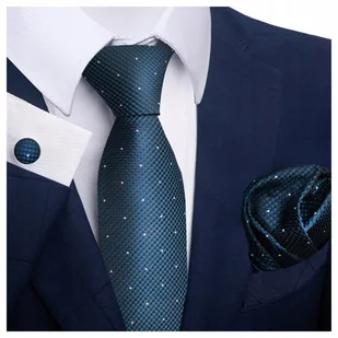 Elegancki zestaw krawat + poszetka + spinki do mankietów - Krawaty i muchy męskie - miniaturka - grafika 1