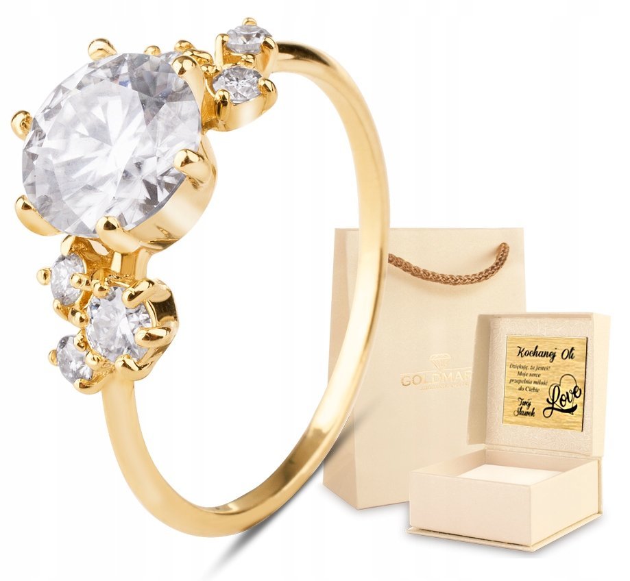 PIĘKNY ZŁOTY PIERŚCIONEK ZARĘCZYNOWY Z MOISSANITAMI STARDUST 14KT 585