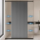 Zasłony prysznicowe - Składana magnetyczna zasłona prysznicowa, wodoodporna i odporna na pleśń, wykonana z grubego lnu bez podszewki, w kolorze szarym, 100 x 180 cm - miniaturka - grafika 1