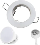 Żarówki LED - Reflektor wpuszczany GU10 Ø65mm otwór wiercony aluminium w komplecie GU10 5W żarówka LED biała matowa okrągła 350 lumenów zimna biel - miniaturka - grafika 1