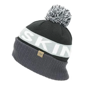 SealSkinz SEALSKINZ Unisex wodoodporny kapelusz Bobble na zimną pogodę, czarny/szary/biały, S/M 13100030090115 - Czapki damskie - miniaturka - grafika 1