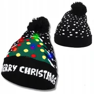 Czapki damskie - ZIMOWA ŚWIECĄCA CZAPKA ŚWIĄTECZNA NA PREZENT Z KOLOROWYMI LEDAMI MORAJ PATT1 - miniaturka - grafika 1