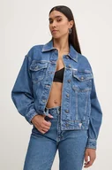 Kurtki damskie - Guess Jeans kurtka jeansowa damska kolor niebieski przejściowa oversize W4YN56 D5CC3 - miniaturka - grafika 1
