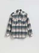 Koszule męskie - Reserved - Koszula z imitacji zamszu regular fit - ciemnoszary - miniaturka - grafika 1