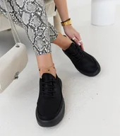 Sneakersy damskie - Czarne sneakersy na platformie Lori-38 - miniaturka - grafika 1