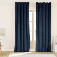Zasłony - Zasłony na taśmie welwetowe 140 x 250 cm Smukee, 2 szt., granatowe - miniaturka - grafika 1