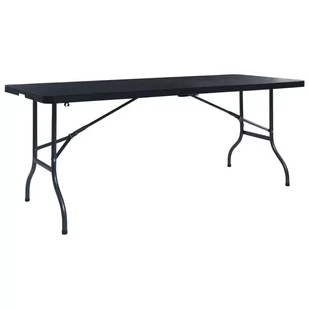 vidaXL Składany stolik, czarny 180x75x72 cm, HDPE, imitacja rattanu - Stoły ogrodowe - miniaturka - grafika 1