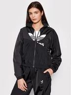 Bluzy damskie - Adidas Bluza adicolor Split Trefoil Track HC7056 Czarny Relaxed Fit - miniaturka - grafika 1