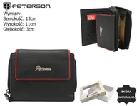 Portfele - PETERSON skórzany portfel damski PTN KA-26 Black+Red PTN KA-26-9597 BLACK - miniaturka - grafika 1