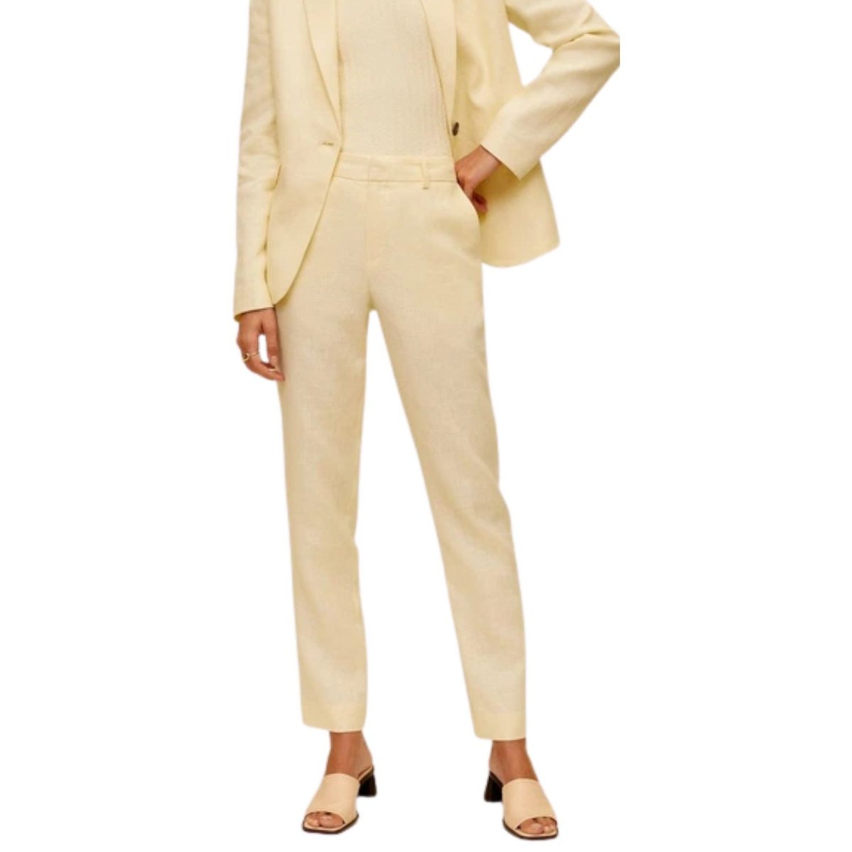 Spodnie damskie Mango z wysokim stanem lniane-XS