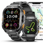 Smartwatch - SMARTWATCH MĘSKI GPS PŁYWANIE WODOODPORNY SEN ROZMOWY SMART WATCH + 2 PASKI - miniaturka - grafika 1