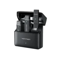 Mikrofony estradowe - Mikrofon lavalier bezprzewodowy 2-pak USB-C z etui ładującym Vention - miniaturka - grafika 1