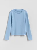 Bluzki dla dziewczynek - Reserved - Gładka koszulka - jasnoniebieski - miniaturka - grafika 1