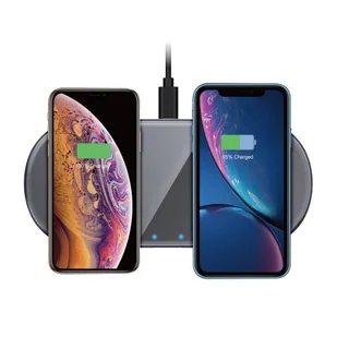 Crong Dual Fast Wireless Charger - Bezprzewodowa ładowarka indukcyjna Qi 2x15W (Shadow Black) - Ładowarki do telefonów - miniaturka - grafika 8