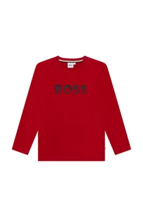 BOSS longsleeve bawełniany dziecięcy kolor czerwony z nadrukiem - Boss - Bluzki dla chłopców - miniaturka - grafika 1