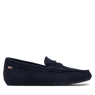 Mokasyny damskie - Mokasyny Tommy Hilfiger Flag Soft Suede Driver Loafer FW0FW08558 Granatowy - miniaturka - grafika 1