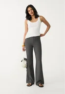 Spodnie damskie - Stradivarius Eleganckie dzwony Ciemnoszary 36 - miniaturka - grafika 1