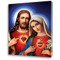 Ikony i obrazy sakralne - Obraz na płótnie Serce Maryi i Serce Jezusa - miniaturka - grafika 1