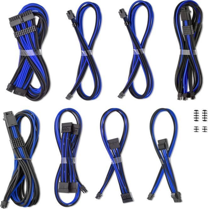 CableMod C-Series Pro ModMesh Sleeved 12V-2x6 12VHPWR Dual StealthSense Cable Kit for Corsair RMi, RMx Black Label - schwarz/blau