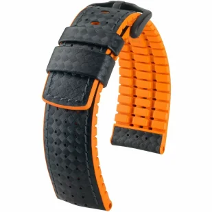 Czarno-pomarańczowy pasek skórzany  24 mm HIRSCH Ayrton 0917692050-5-24 (L) RATY | GRATIS WYSYŁKA | GRATIS ZWROT DO  1 ROKU | 100% ORYGINAŁ!! - Akcesoria do zegarków - miniaturka - grafika 1