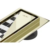 Odpływy liniowe - Mexen Flat 360° M13 odpływ liniowy obrotowy 2w1 50 cm, złoty - 1510050-40 - miniaturka - grafika 1