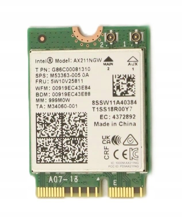 Lenovo Wi-Fi 6E Wireless LAN adapter with AX211 chipset
