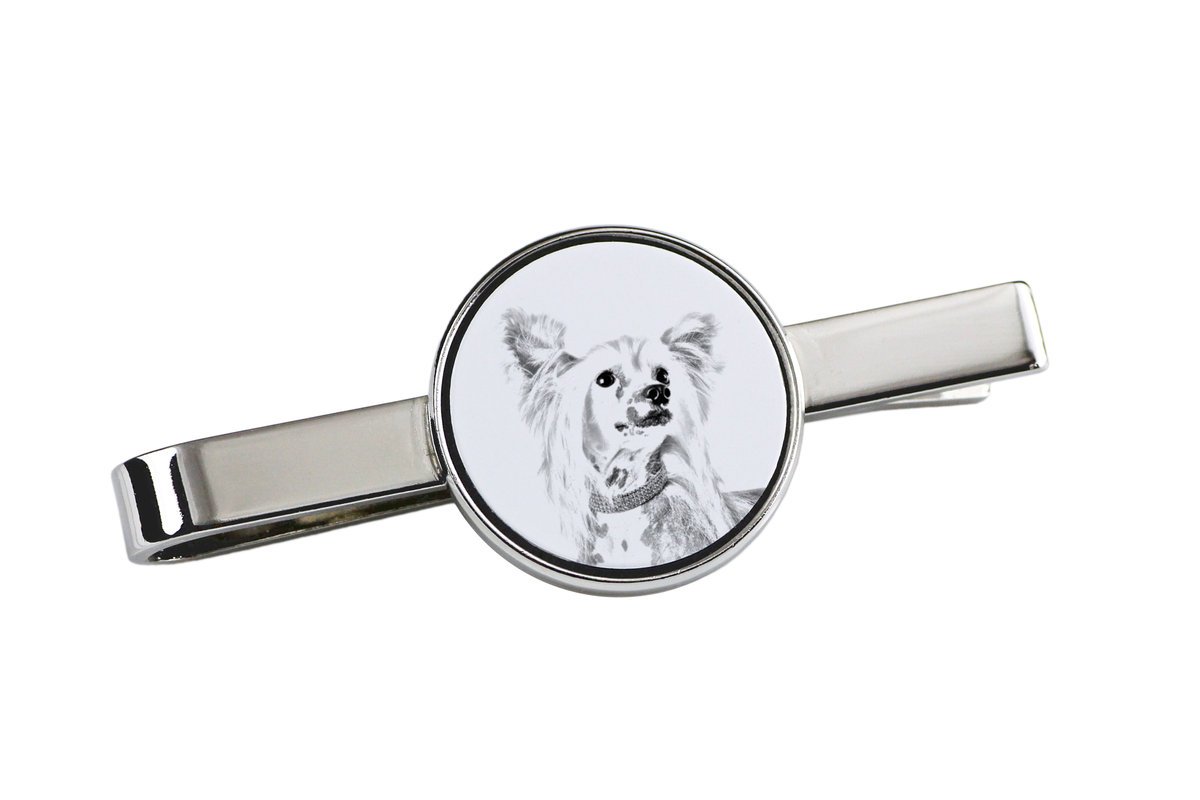 Grzywacz Chiński - spinka do krawata z psem, personalizowany klips do krawata, wyjątkowy prezent dla mężczyzny marki Art-Dog