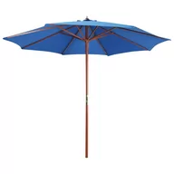 Parasole ogrodowe - vidaXL Parasol ogrodowy na drewnianym słupku, 300x258 cm, niebieski vidaXL - miniaturka - grafika 1