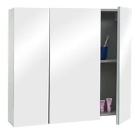 Szafki łazienkowe - Szafka z lustrem HWC-B19b, szafka łazienkowa, 6 półek, wysoki połysk z certyfikatem MVG 70x80x16cm ~ szary - miniaturka - grafika 1
