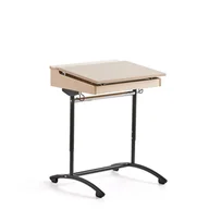 Meble do szkół i przedszkoli - Ławka szkolna ACCESS, 650x650 mm, regulacja wysokości, HPL, antracyt/brzoza - miniaturka - grafika 1