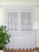 Firany - DŁUGA FIRANA GOTOWA Z PODWÓJNĄ GIPIURĄ BIAŁA FIRANKI DO SALONU 400X250CM - miniaturka - grafika 1