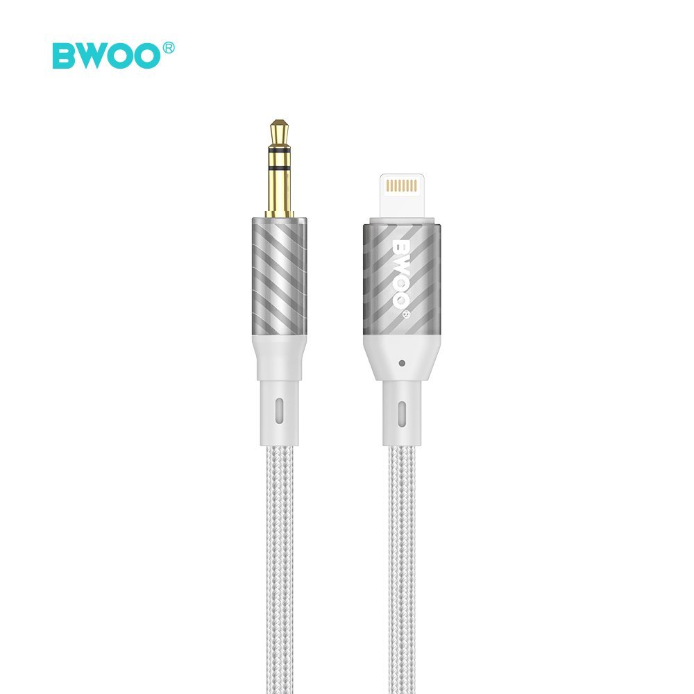 Kabel AUX lightning - jack 3.5mm audio BWOO 1m pleciony
